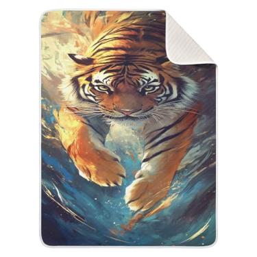 Imagem de xigua Cobertor de bebê tigre de algodão para bebês, cobertor leve e macio para recepção e cobertor para berço, carrinho de bebê, cobertores de berçário, 76 x 101 cm