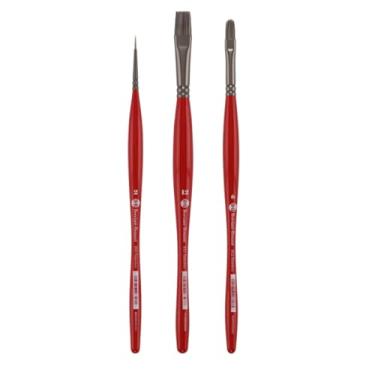Imagem de Borciani e Bonazzi Unico Conjunto de 3 pincéis de pintura sintética prateados, formatos variados - pincel de cabo médio feito à mão na Itália, sem crueldade, acrílico, óleo, aquarela, precisão