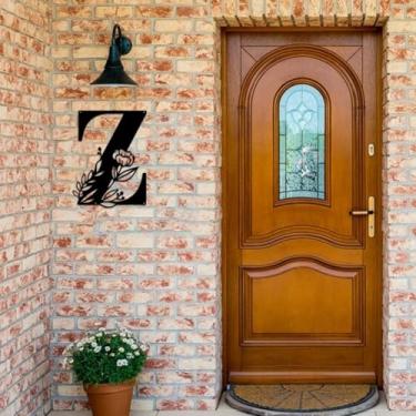 Imagem de Yuhao Decoração de parede com monograma de metal preto de 29 cm, letra inicial, decoração de parede para casa de fazenda, sala de estar, quarto, escritório, festa (Z)