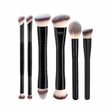 Imagem de Conjunto de pincéis de base, corretivo, pincel de pó, pincel de base líquida, conjunto de pincéis de maquiagem profissional para olhos e rosto, (cinza preto)