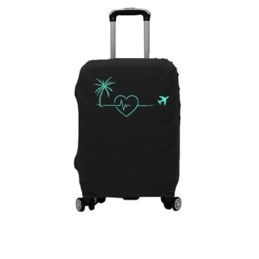 Imagem de Capa para Malas de Viagem em Tecido Listrado, Capa Protetora de Bagagem Elástica para Mala Tecido Lavável e Esticável Espessa Protege contra Arranhões Fácil Colocar Tirar(02-Azul,G (16 a 23 KG))