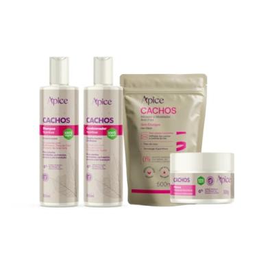 Imagem de Kit Shampoo, Condicionador, Máscara Cachos e Refil Ativador 500g Apice