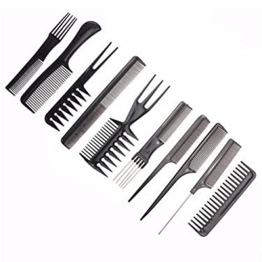 Imagem de Yinhing Conjunto de Pentes de Cabelo Profissionais de 10 Peças, Pente de Cauda de Rato, Separador de Ferro de Ondulação, Dentes Redondos Vitrificados para um Estilo Suave, Com Material