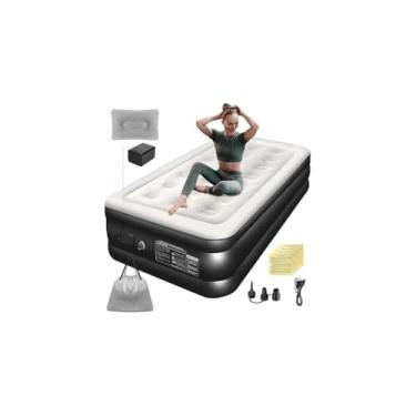 Imagem de Colchonete Inflável Multiuso Cozy, Poliéster 190T com Revestimento PVC, 186x53x3 cm, Preto, Portátil para Camping e Praia