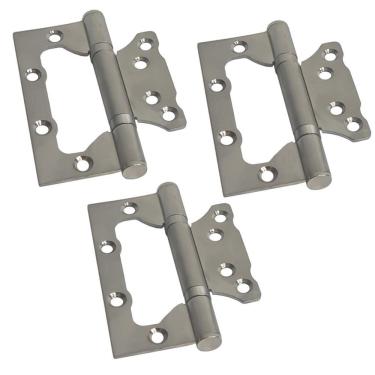 Imagem de Kit 3 Dobradiça De Sobrepor 4X3 Inox Sem Rebaixo Para Porta