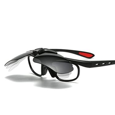 Imagem de Óculos de Sol Antivento e com Visão Noturna para Ciclismo Esportes Conjuntos Lentes Intercambiáveis UV400 armação PC Anti-UV Design Ergonômico Ponte Nasal Ajustável Adequado Caminhada Pesca Dirigir