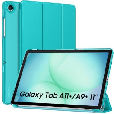 Imagem de MoKo Capa para Galaxy Tab A11+ Plus/A9+ 28 cm 2025/2023, capa protetora inteligente de suporte fino com capa traseira translúcida de policarbonato rígido para tablet Galaxy Tab A11+/A9 Plus, despertar