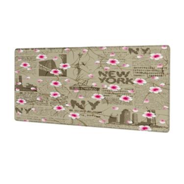 Imagem de Tapete de mouse retrô Sakura grande à prova d'água para computador estendido tapete protetor de mesa antiderrapante base de borracha para escritório, computador, teclado, laptop e mesa de casa, mouse