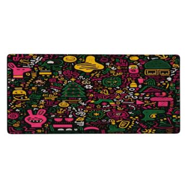 Imagem de Tapete de mouse grande abstrato colorido de Natal à prova d'água com protetor de mesa estendido para computador, base de borracha antiderrapante para escritório, computador, teclado, laptop e mesa de
