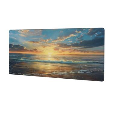 Imagem de Tapete para mouse grande, praia, onda, mar, à prova d'água, protetor de mesa estendido, base de borracha antiderrapante, mousepad para escritório, computador, teclado, laptop e mesa doméstica, mouse