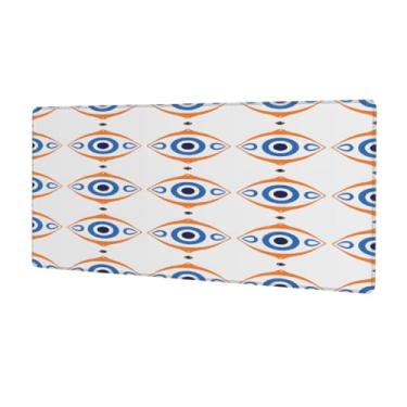 Imagem de Mouse pad azul olho demônio grande à prova d 'água computador protetor de mesa tapete protetor de mesa antiderrapante base de borracha para escritório, computador, teclado, laptop e mesa doméstica