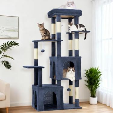 Imagem de Garvee Árvore para gatos de vários níveis de 155 cm para gatos internos, torre resistente para gatos adultos grandes e Maine Coon com poleiro extragrande, 2 apartamentos espaçosos, arranhadores de