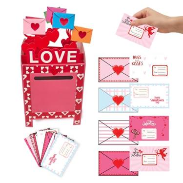 Imagem de 4E's Novelty 28 Pcs Valentines Mailbox with Cards for Kids - DIY Valentine Card Mailbox Envelope Design Box Kit Gift Party Favors with 28 Cards, Valentines Boxes for Kids Fun for Classroom Exchange
