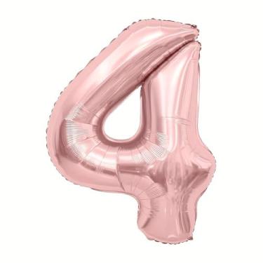 Imagem de 1 balão numérico metálico rosa de 81 cm - folha de alumínio reutilizável, celebrações de aniversário e aniversário, decoração de festa festiva essencial, balões temáticos, balões decorativos
