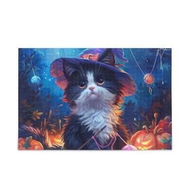 Imagem de Quebra-cabeça de gato preto e branco, 500 peças, composto de papel e madeira para casais com bolsa de armazenamento