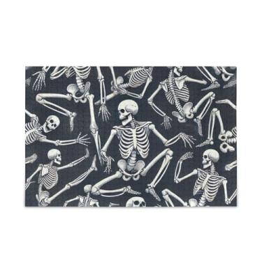 Imagem de Esqueletos dançantes pretos quebra-cabeças 500 peças quebra-cabeça quebra-cabeça casa parede arte para adultos adolescentes