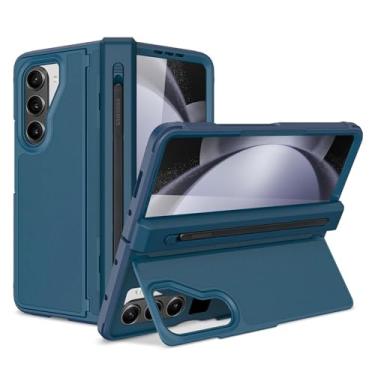 Imagem de Miimall Capa para Galaxy Z Fold 6 com suporte para caneta S e caneta stylus integrada, proteção de dobradiça de corpo inteiro, tela de vidro e suporte, fina, à prova de choque, capa dura com suporte