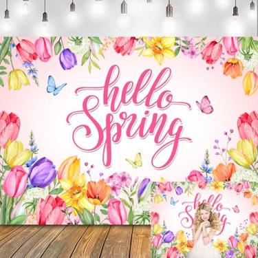 Imagem de Pano de fundo grande com flores coloridas de 1,8 x 1,5 m, fundo de borboleta, para meninas, festas de aniversário, decoração de bolo, banner, adereços de cabine de fotos