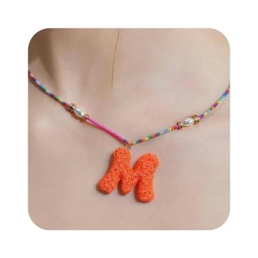 Imagem de ZShireeyBlackey Colar de contas coloridas com inicial para mulheres, colar de letras de bolhas personalizado com miçangas para meninas, gargantilhas boêmias, joias e presentes, Resina, Sem Pedra