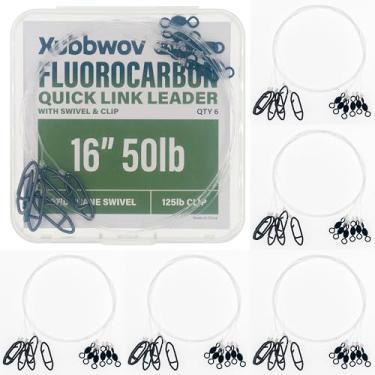 Imagem de Xubbwov 6 peças amarradas à mão 40.6 cm Fluorocarbon Quick Link Leaders 22,7 kg