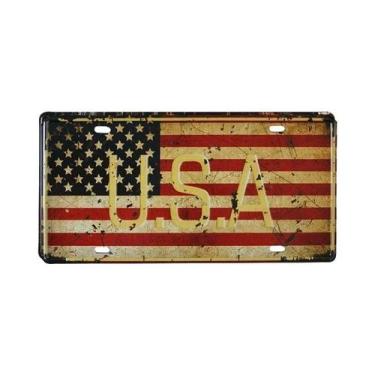 Imagem de Placa De Metal Vintage Com Bandeira Nacional Para Decoração De Garagem
