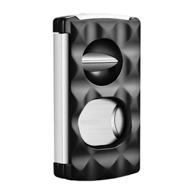 Imagem de JDIME Cortador de charuto, corte em V de aço inoxidável, com perfurador, suporte, lâmina afiada, acessório de viagem para fumar, caixa de presente, CE-24HM(A)