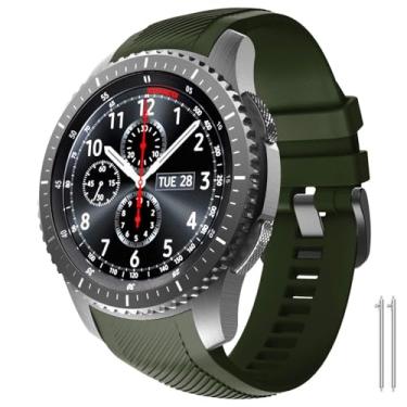 Imagem de KAVJU Pulseira de silicone para Gear S3 Frontier, sem lacunas, para Gear S3 Frontier/Gear S3 Classic/Galaxy Watch de 46 mm (verde militar)