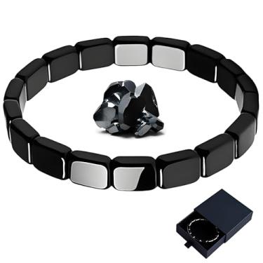 Imagem de Mengji Life Pulseira de hematita Clasibeb para homens, pulseira de hematita Clasibeleb Suporte original T-Levels Restore Confidence Mental Clarity Focus Stretch Rope Jewelry Gifts for Husband, Dad