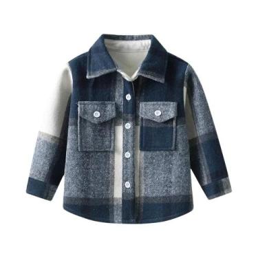 Imagem de Camisa Jaqueta Xadrez Unissex Para Crianças Com Mangas Longas, Botões 