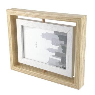 Imagem de Porta Retrato 10x15cm Dupla Face Giratório 360 Graus 6056 Cor:Bege - C