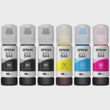 Imagem de Kit 6 Tintas 544 Refil para Impressora Epson T544 L3110 L3150 L5190 - Combo economico 6 unidades