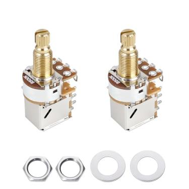 Imagem de Banworks Potenciômetros de guitarra Full Brass B500K M8 Thread Push Pull tamanho métrico 18 estrias divididos (comprimento de 18 mm) Potenciômetros lineares afunilados para guitarras Squier, Epiphone