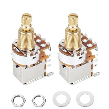 Imagem de Banworks Potenciômetros de violão Full Brass A250K Imperial, 18 estrias, eixo longo dividido (comprimento de 18 mm) Potenciômetros de áudio afunilados para Fender Strat/Tele Gibson Les Paul LP/SG PRS