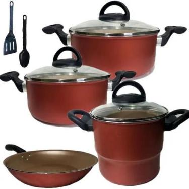 Imagem de Conjunto De 4 Peças Antiaderente + 2 Espátula Nylon - Marcolar, Cereja