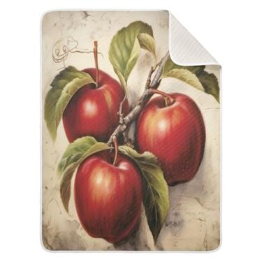 Imagem de Wassud Cobertor de bebê com maçãs vintage gastas para meninos e meninas, cobertor de bebê para recém-nascido, essencial para recém-nascidos, cobertores macios 76 x 101 cm