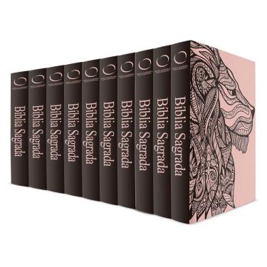 Imagem de Kit com 10 Bíblias do Leão Rosa - Capa Dura - NAA