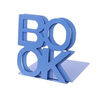 Imagem de Classificadores de arquivos em forma de alfabeto suportes de livros de metal suporte de ferro suportes de mesa para livros (cor: azul)