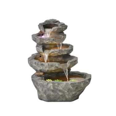 Imagem de Fonte Decoração de Água Externa, Sala de Estar Varanda Pátio Exterior Jardim Rochoso Fonte Paisagismo, Paisagem Criativa Peixe Lagoa Decoração Fontes de Água Externas (Cor: B)