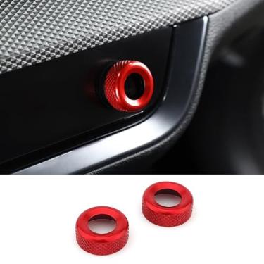 Imagem de JUIVEEL 2 peças de alumínio para controle de ar condicionado, botão de proteção, botão de controle central A/C, compatível com acessórios Kia Sportage 2023-2025 (estilo vermelho)