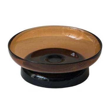 Imagem de VHDY85KA Tigela de frutas moderna e leve de vidro luxuosa, tigela de frutas redonda de grande capacidade com base, usada para sala de estar, sala de estar ou decoração de casa prato de frutas (marrom)