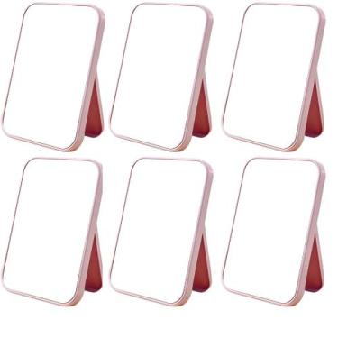 Imagem de Espelho de mesa Kit 6 unidades para maquiagem camarim dobrável Cor:Ros