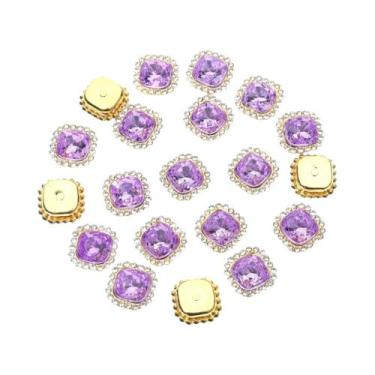 Imagem de Strass Quadrados Coloridos 20 Peças Com Base De Garra, Botões Para Art