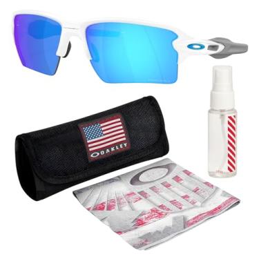 Imagem de Oakley Óculos de sol FLAK 2.0 XXL OO9488 em formato retangular com kit oficial de óculos, Armação branca polida | Lente safira Prizm
