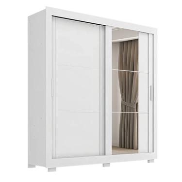 Imagem de Guarda Roupas Casal com Espelho 2 Portas de Correr 4 Gavetas Titanium Branco Zanzini