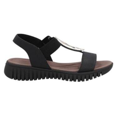 Imagem de Sandália Usaflex Enfeite Dourado Feminina - Preto 38-Feminino