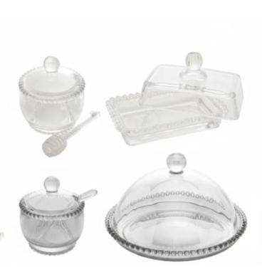 Imagem de Kit Café da Manhã Pearl Queijeira Açucareiro Manteigueira Meleira Cris