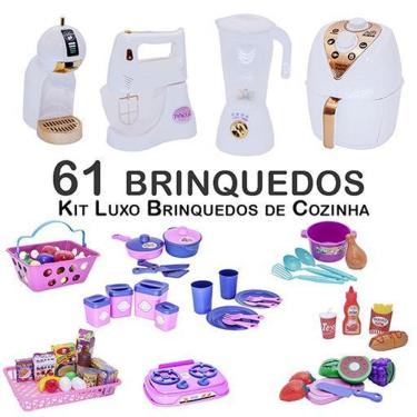 Imagem de Kit Infantil Prato Copo Potes Mercado Cafeteira Panela 61P