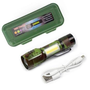 Imagem de Lanterna Tatica Led Sabre Recarregavel Zoom Mesa 3 Em 1 Sos Trilha Usb Potente Mini De Bolso