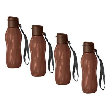 Imagem de Kit 4 Garrafas de Água Tupperware Eco Tupper Chocolate 310ml