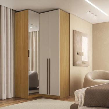 Imagem de Guarda Roupa de Canto 3 Portas 1 Espelho Altezza Trend Belmax, Freijó/